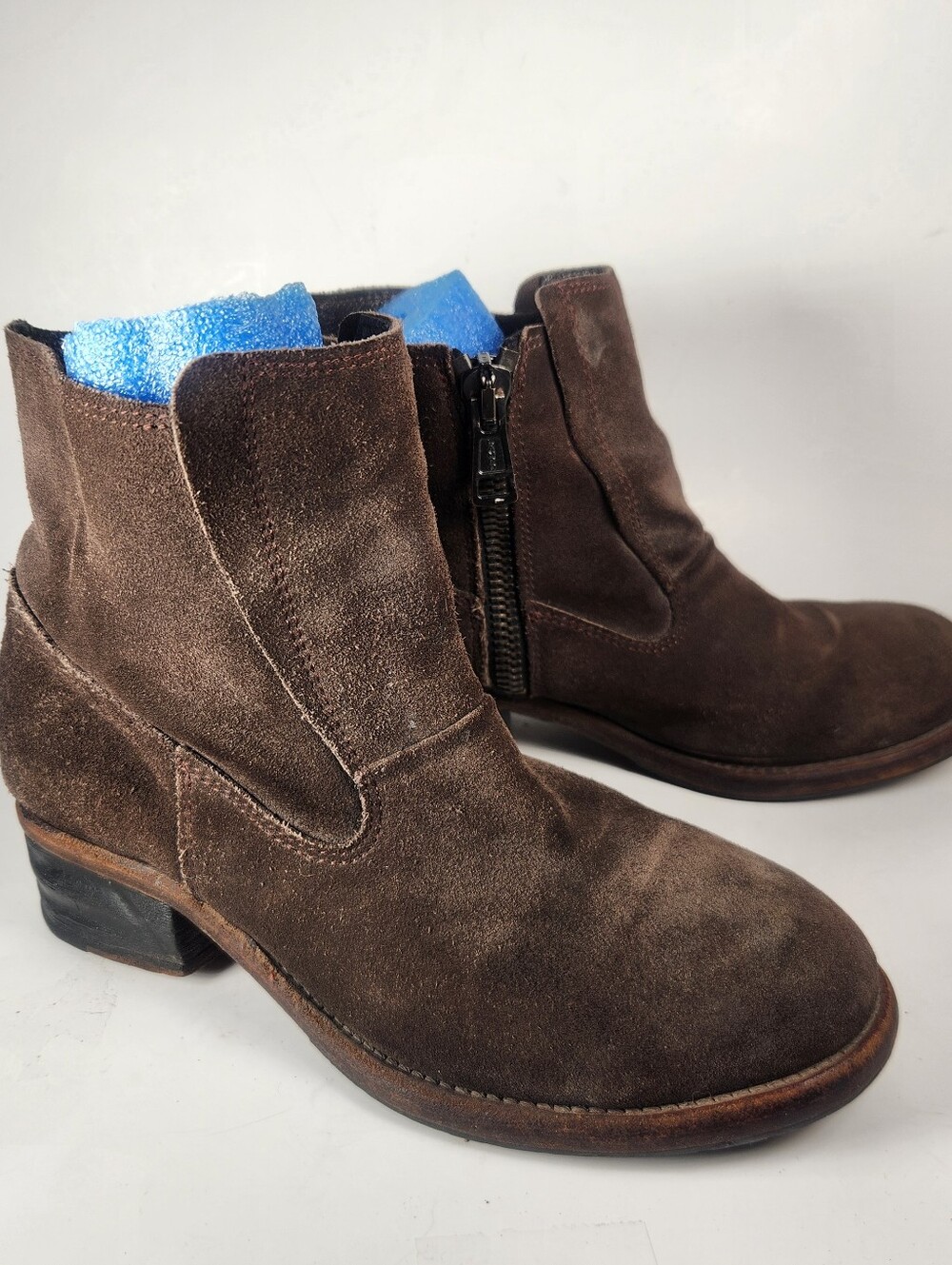 ALL SAINTS Women’s Distressed Moto Boot Size 7 EU 37 Brown Suede Made Portugal